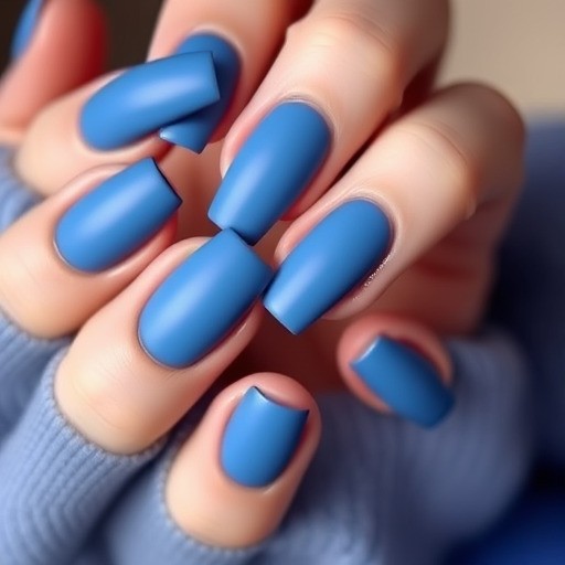 ناخن آبی مات (Matte Blue Nails)