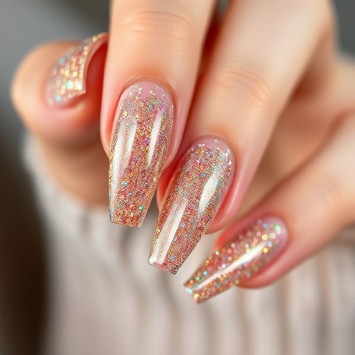 طرح اکلیلی و شاین‌دار (Glitter Nails)