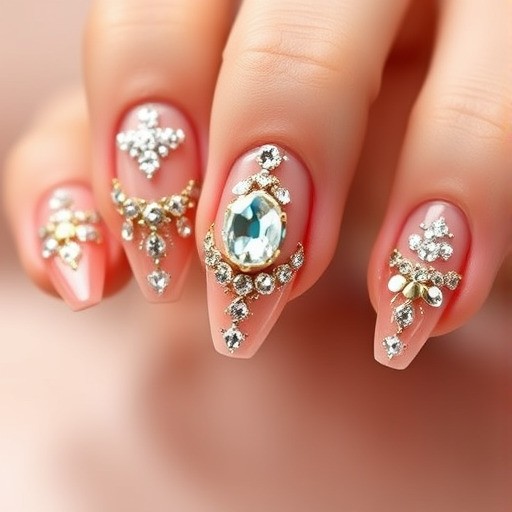 کاشت ناخن خاص با سنگ‌های تزیینی (Luxury Jewel Nails)
