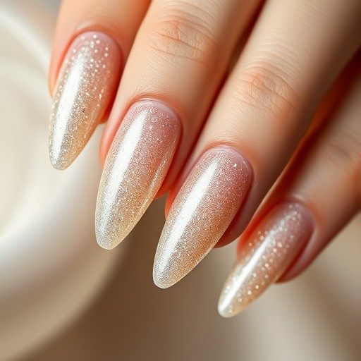 مدل ناخن شاین‌دار شامپاینی (Glitter Bridal Nails)