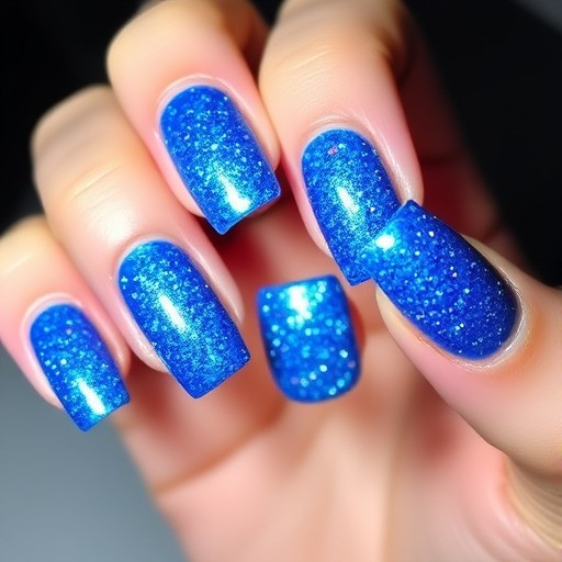 ناخن آبی اکلیلی (Glitter Blue Nails)