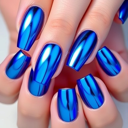 ناخن آبی کروم (Chrome Blue Nails)
