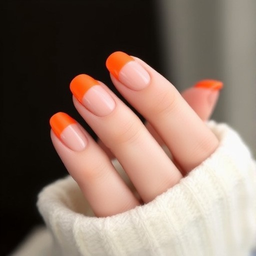 کاشت ناخن با نوک نارنجی (فرنچ معکوس)
