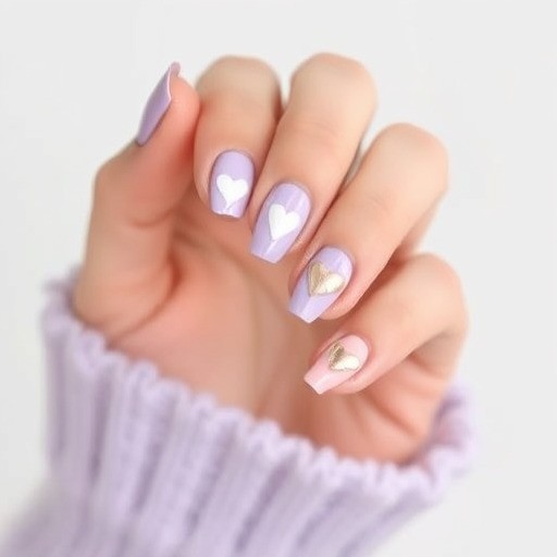 طراحی قلب روی ناخن یاسی