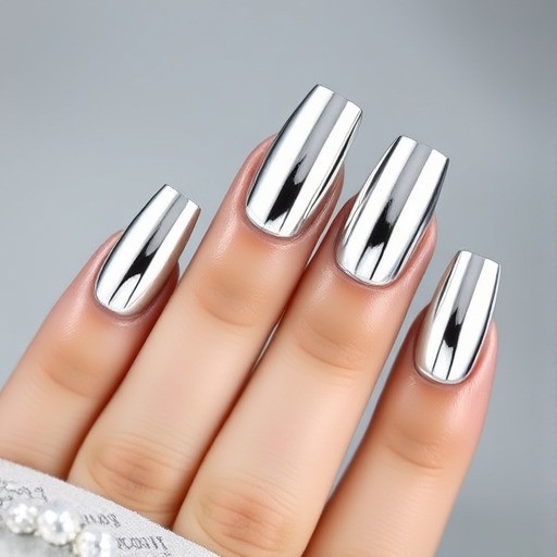  ناخن کروم نقره‌ای
