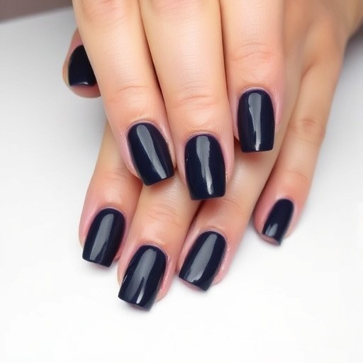ناخن سرمه‌ ای با طراحی دیزاین فرانسوی (French Tip)
