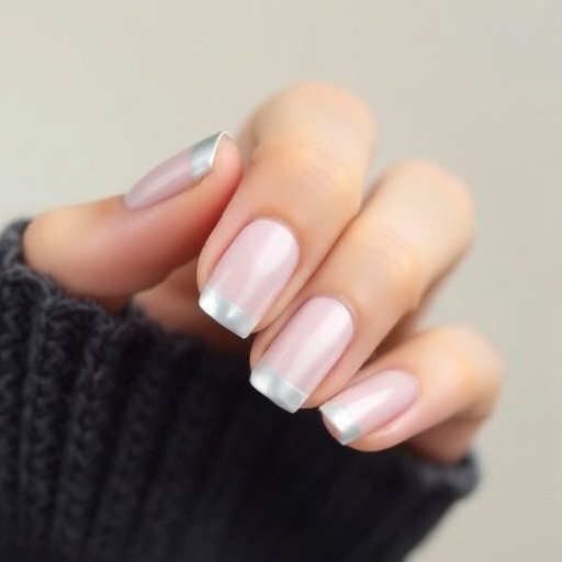 فرنچ ناخن نقره‌ای کلاسیک