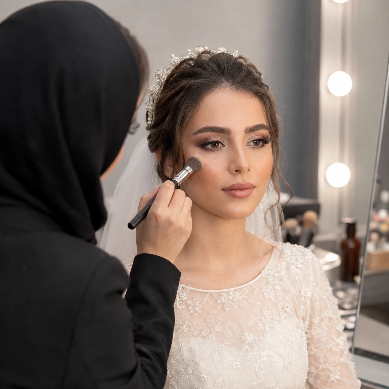 اجرای زیرسازی در آموزش گریم عروس حرفه‌ای