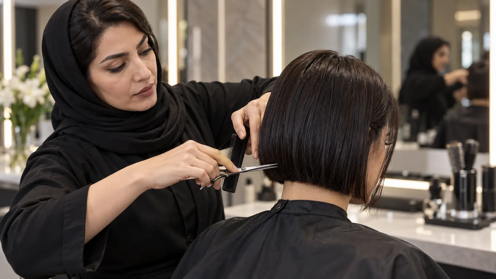 آموزش کوتاهی مو زنانه تخصصی برای آرایشگران اجرای دقیق مدل باب در آموزش تخصصی کوتاهی مو زنانه