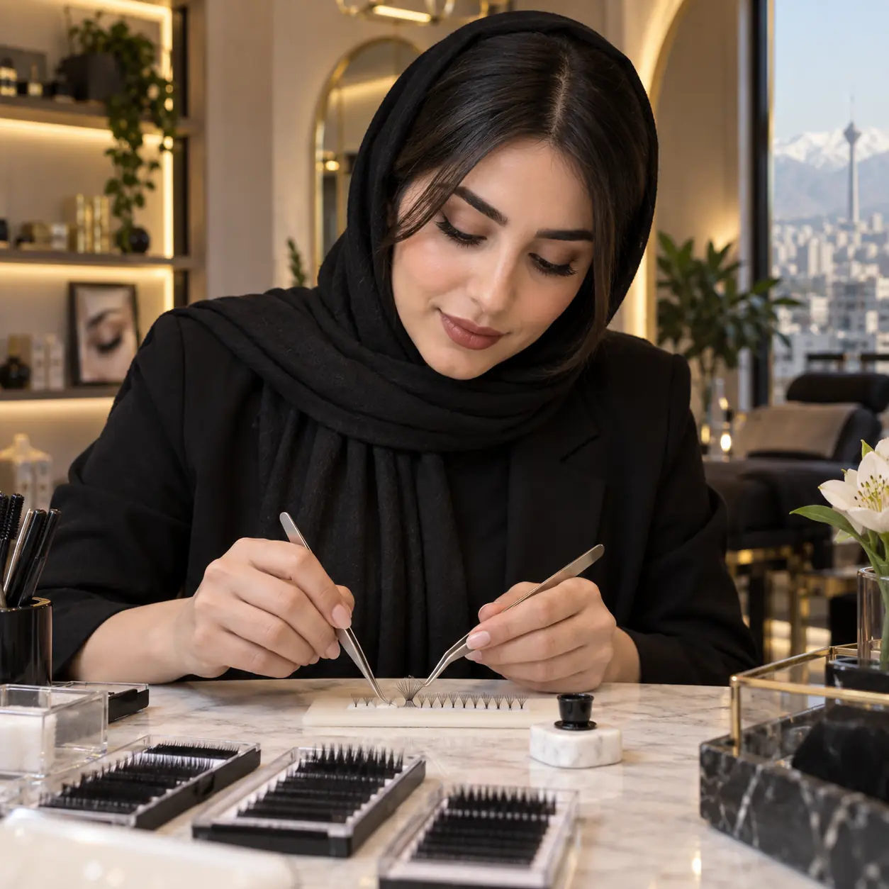 گالری فنسازی مژه نمونه تمرین فنسازی در آموزش اکستنشن مژه