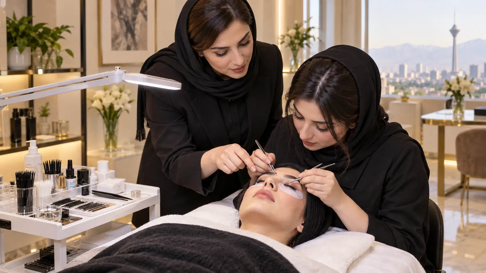 تمرین عملی کاشت مژه تمرین عملی آموزش اکستنشن مژه؛ کاشت مژه زیر نظر مدرس