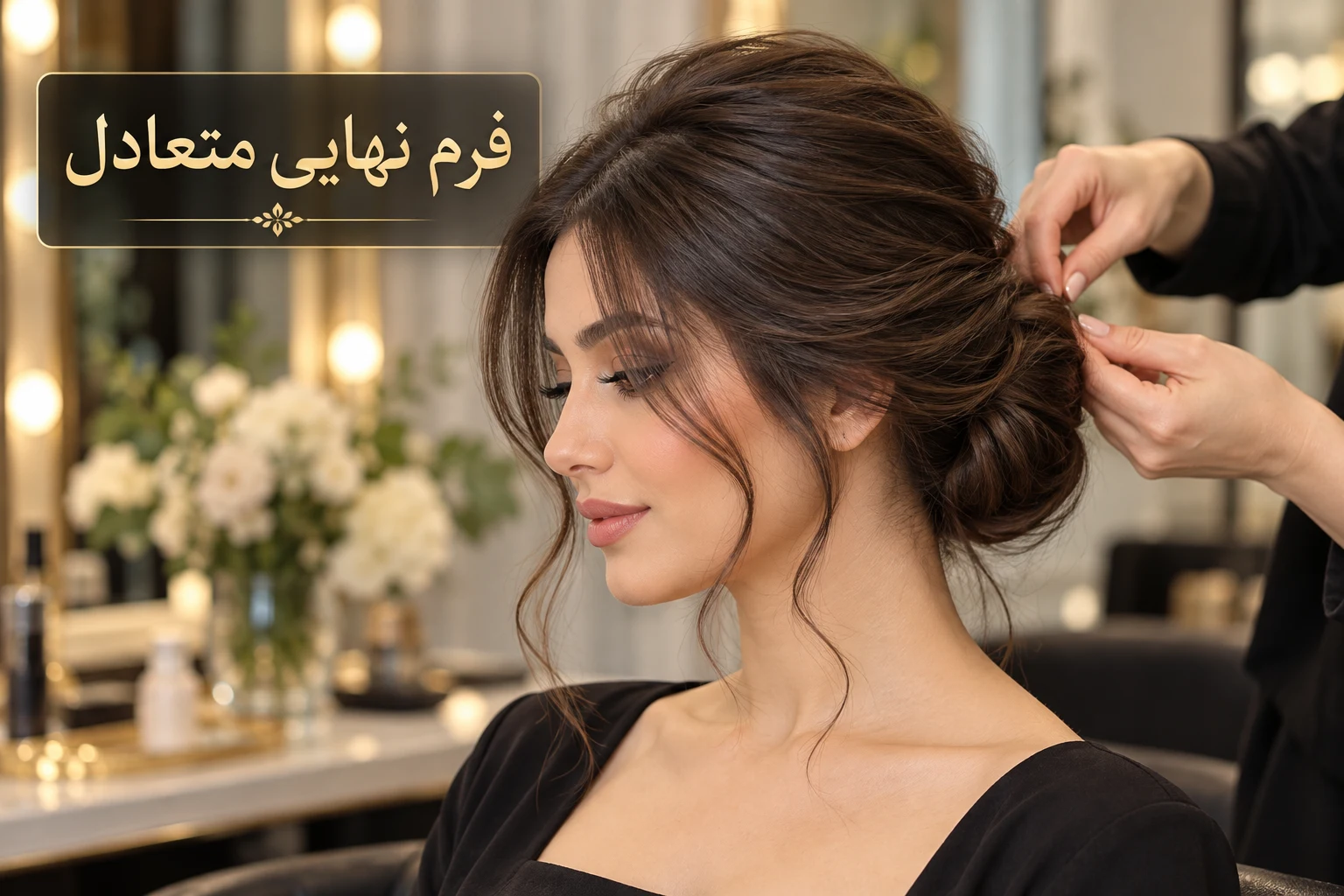 فرم نهایی متعادل شینیون فرم نهایی شینیون موهای کمپشت با حجم متعادل و قاب صورت نرم