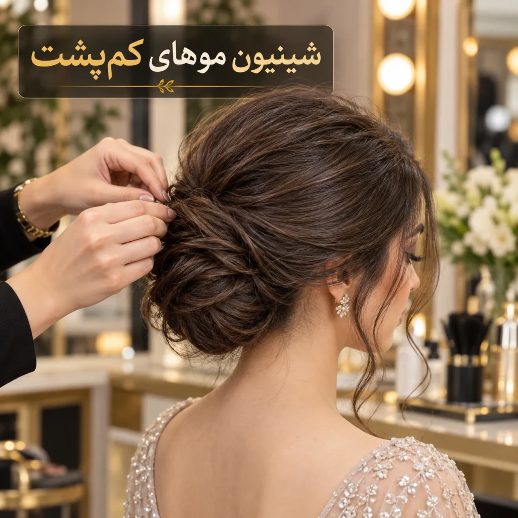 شینیون موهای کم پشت با حجم طبیعی و فرم پایین