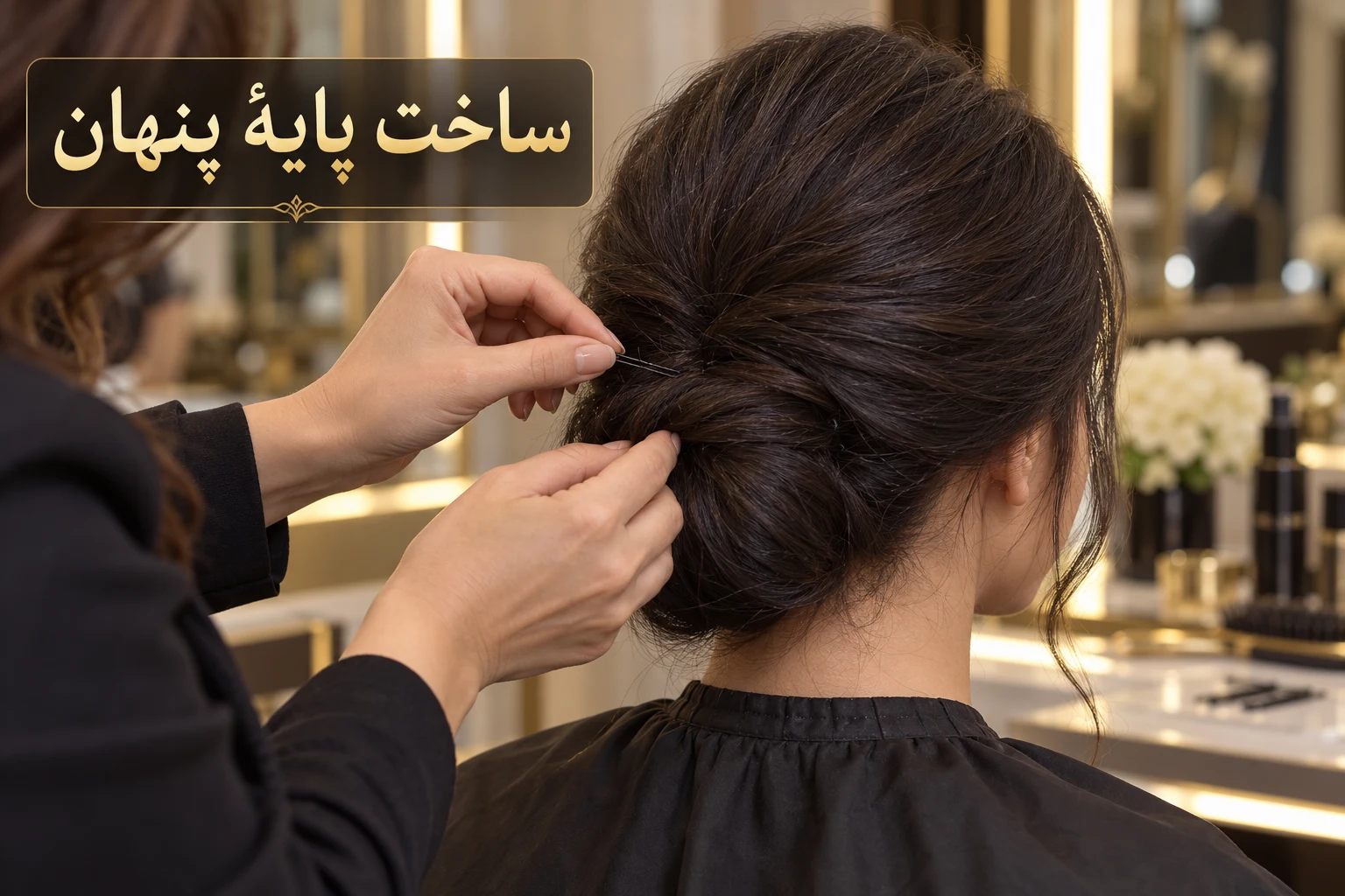 ساخت پایه پنهان برای شینیون سنجاقگذاری پایه پنهان در شینیون موهای کمپشت