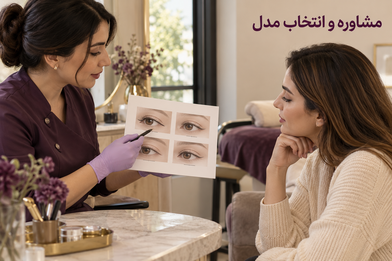 مشاوره و انتخاب مدل بن مژه بن مژه چیست؛ مشاوره متخصص زیبایی برای انتخاب مدل طبیعی آرایش دائم چشم